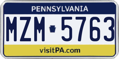 PA license plate MZM5763