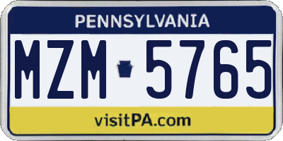 PA license plate MZM5765
