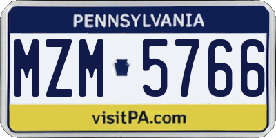 PA license plate MZM5766