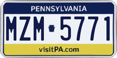 PA license plate MZM5771