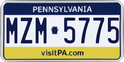 PA license plate MZM5775