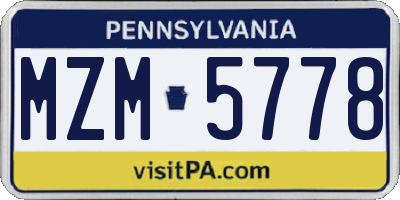 PA license plate MZM5778