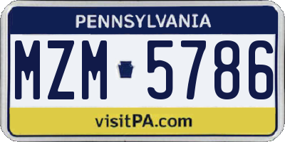 PA license plate MZM5786