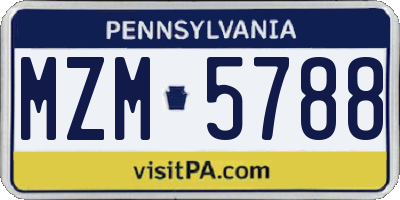 PA license plate MZM5788