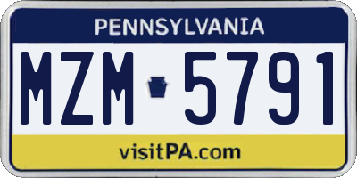 PA license plate MZM5791