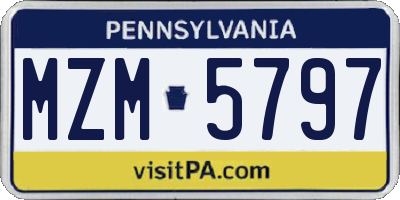 PA license plate MZM5797