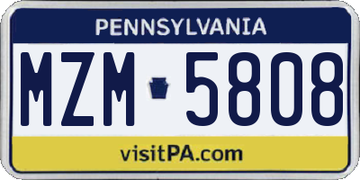 PA license plate MZM5808