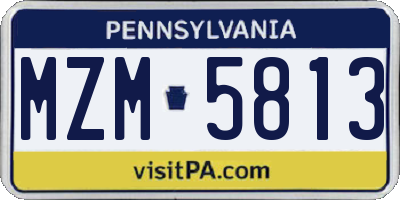 PA license plate MZM5813