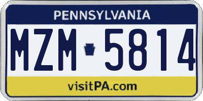 PA license plate MZM5814