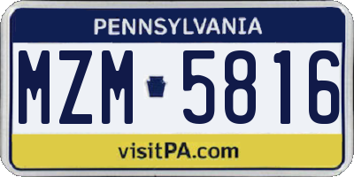 PA license plate MZM5816
