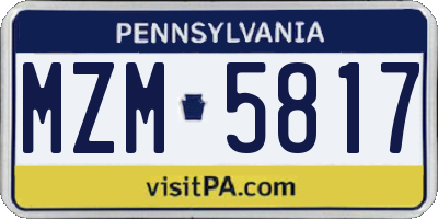 PA license plate MZM5817
