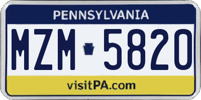 PA license plate MZM5820