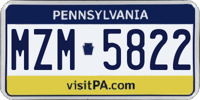 PA license plate MZM5822