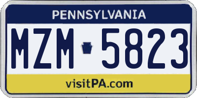 PA license plate MZM5823