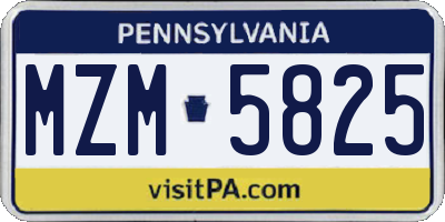 PA license plate MZM5825