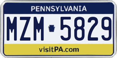 PA license plate MZM5829