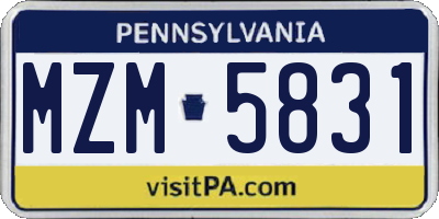 PA license plate MZM5831