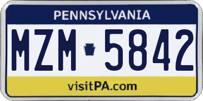 PA license plate MZM5842
