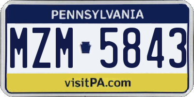 PA license plate MZM5843