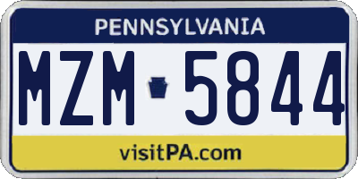 PA license plate MZM5844