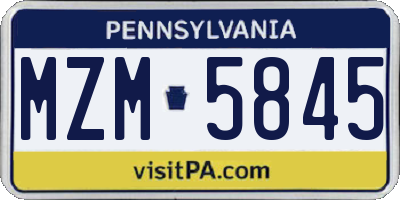 PA license plate MZM5845