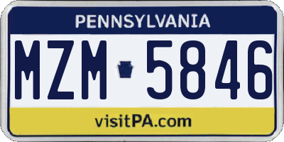 PA license plate MZM5846