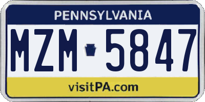 PA license plate MZM5847