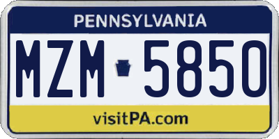PA license plate MZM5850