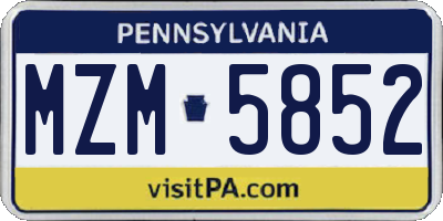 PA license plate MZM5852