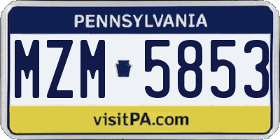 PA license plate MZM5853