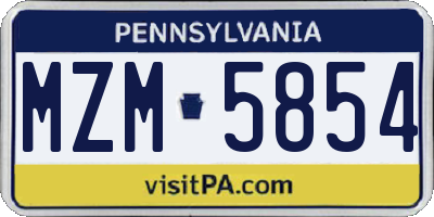 PA license plate MZM5854