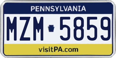 PA license plate MZM5859