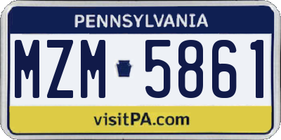 PA license plate MZM5861