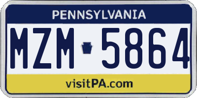 PA license plate MZM5864