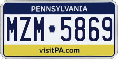 PA license plate MZM5869