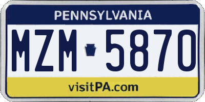 PA license plate MZM5870