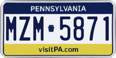PA license plate MZM5871