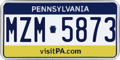 PA license plate MZM5873