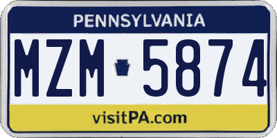 PA license plate MZM5874