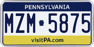 PA license plate MZM5875