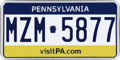 PA license plate MZM5877