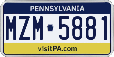 PA license plate MZM5881