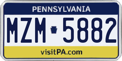 PA license plate MZM5882