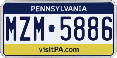 PA license plate MZM5886