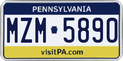 PA license plate MZM5890
