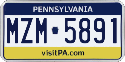PA license plate MZM5891