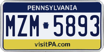 PA license plate MZM5893