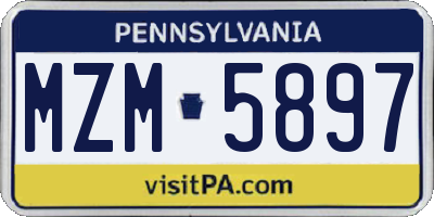 PA license plate MZM5897