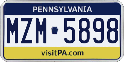 PA license plate MZM5898