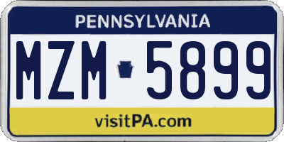 PA license plate MZM5899